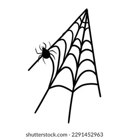 Spider net Web-handgezeichnet doodle Skizze für Feiertage spoky gruselige Dekoration. Tattoo-Design-Kunst mit einer Insekten-Bug Zombie-Zeichnung.