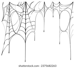 Spider network cobweb symbol holiday Halloween. Black cobweb on white background. Vector illustration isolated