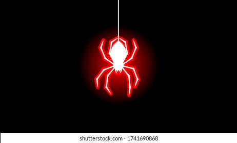 Spider On Dark Background Halloween Design Elements Spooky Scary Horror Decor Vector