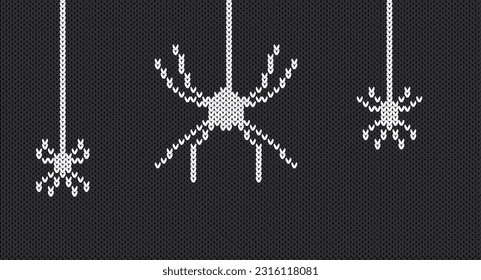 Spider  on gray knitting pattern, Festive Sweater Design, Norway Festive Sweater Fair Isle Design,