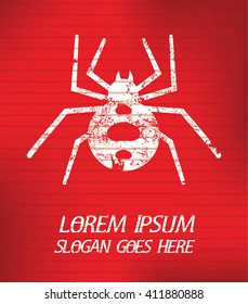 Spider on red background,poster grunge design