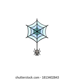 Spider on the web color gradient vector icon