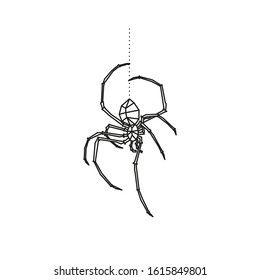 Spider on web Geometric Drawing Tattoo. Blackwork.
