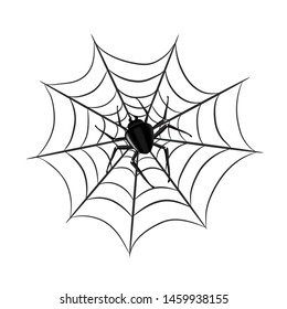 spider on web for halloween design greeting card on white, stock vector illustration