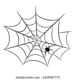 spider on web for halloween design greeting card on white, stock vector illustration