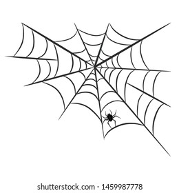 spider on web for halloween design greeting card on white, stock vector illustration