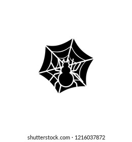 Spider on the web icon. Simple glyph vector of halloween set for UI and UX, website or mobile application