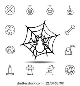 Spider on the web icon. Simple outline vector element of Halloween icons set for UI and UX, website or mobile application