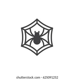 Spider on web icon vector, filled flat sign, solid pictogram isolated on white. Symbol, logo illustration. Pixel perfect