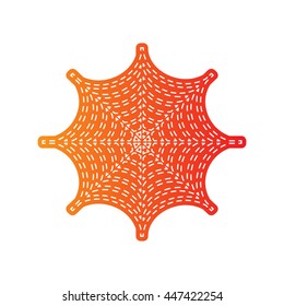 Spider on web illustration. Orange applique isolated.