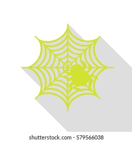 Spider on web illustration Pear icon with flat style shadow path.