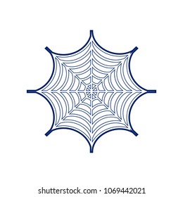 Spider on web illustration. Vector. Flat style black icon on white.