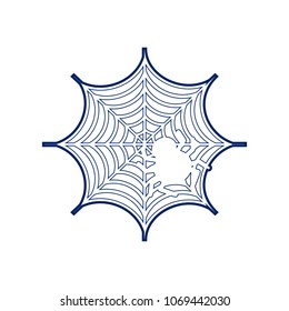 Spider on web illustration. Vector. Flat style black icon on white.