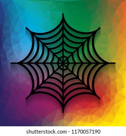 Spider on web illustration. Vector. Flat style black icon on white.