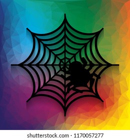 Spider on web illustration. Vector. Flat style black icon on white.