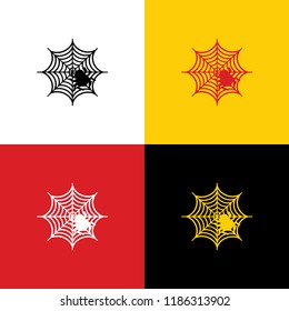 Spider on web illustration. Vector. Icons of german flag on corresponding colors as background.