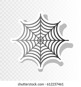 Spider on web illustration. Vector. New year blackish icon on transparent background with transition.