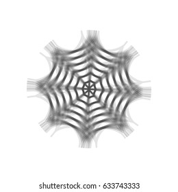 Spider on web illustration. Vector. Gray icon shaked at white background.