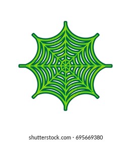 Spider on web illustration. Vector. Lemon scribble icon on white background. Isolated