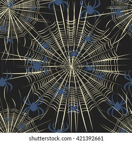 spider on the web seamless pattern vector illustration