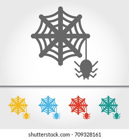 Spider on the Web Single Icon Vector Illustration