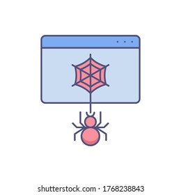 spider on web vector icon symbol virus malware isolated on white background