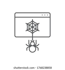 spider on web vector icon symbol virus malware isolated on white background
