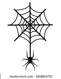 Spider on a web. Vector icon silhouette