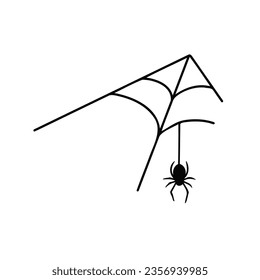 Spider on the web. Vector Illustration for printing, backgrounds, covers and packaging. Image can be used for greeting cards, posters, stickers and textile. Isolated on white background.