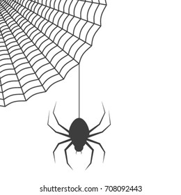 A spider on a web. Vector illustration, a flat style design. Isolated on a white background.