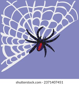 araña en la red en vector. silueta de una araña estilizada tejiendo una tela. Tarantula, arácnido, insecto, criatura peligrosa. Plantilla para el icono del cartel del logotipo para el sitio web de la aplicación. 