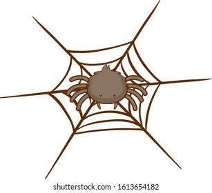 Spider on web on white background illustration