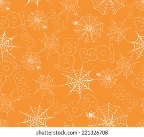 spider on webs seamless pattern on orange