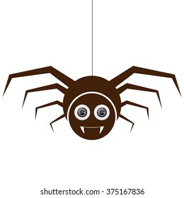 Spider on white background, illustration of cute spider