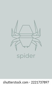 spider origami. Abstract line art spider logo design. Animal origami. Animal line art. Pet shop outline illustration. Vector illustration