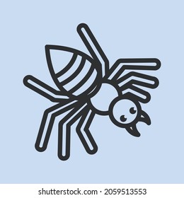 Spider Outline Vector Icon Logo Illustration. Spider Icon Concept Isolated Premium Vector. Flat Cartoon Style Suitable For Web, App, Logo 
