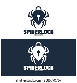 spider and padlock icon vector illustration template design