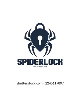 spider and padlock icon vector illustration template design