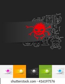 spider paper sticker with hand drawn elements