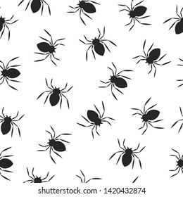 Spider pattern for Halloween party. Cute  october night seamless scary background.