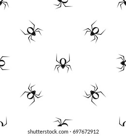 Spider pattern repeat seamless in black color for any design. Vector geometric illustration