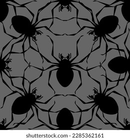 Spider pattern seamless. Poisonous dangerous insect background. Vector texture