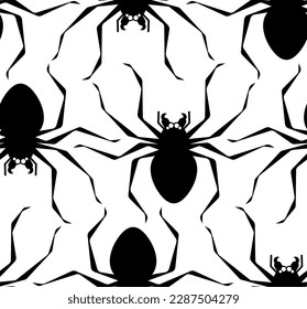 Spider pattern seamless. Poisonous dangerous insect background. Vector texture