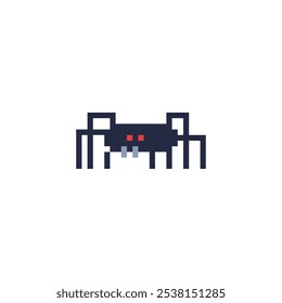 Spider pixel art icon. Dangerous Poison, Virus technology. App, web and digital design. 8-bit. Video game sprite. Knitting design. Game assets. Isolated abstract vector illustration. 