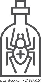 Spider poison in bottle line icon. Alternative medicine