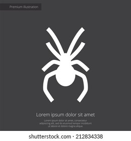 spider premium illustration icon, isolated, white on dark background, with text elements 