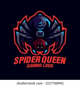 Spider queen gaming e sports logo vector template
