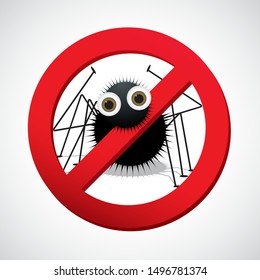 Spider repellent vector , stop spider sign , no spider. Vector illustration