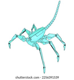 Spider Robot Android Vector 01. Illustration Isolated On White Background. A Vector Illustration Of Robot Spider.