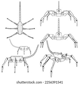 Spider Robot Android Vector 02. Illustration Isolated On White Background. A Vector Illustration Of Robot Spider.